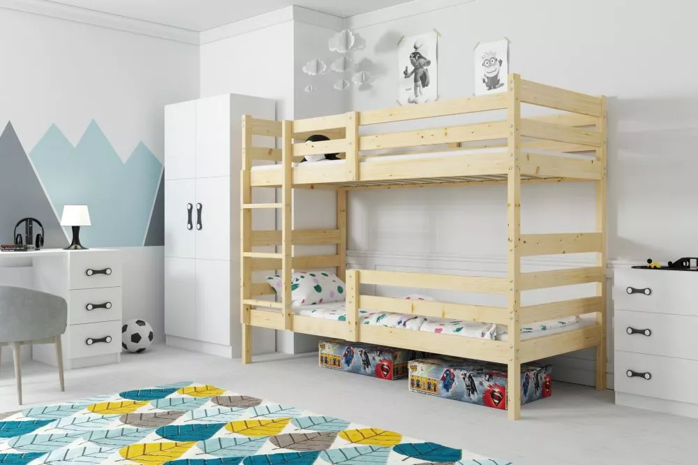 Bērnu gulta Eryk Pine Basic ar stelāžām Guļamvietas platums: 90 cm, Guļamvietas garums: 190 cm, · 97 × 195 × 154 cm