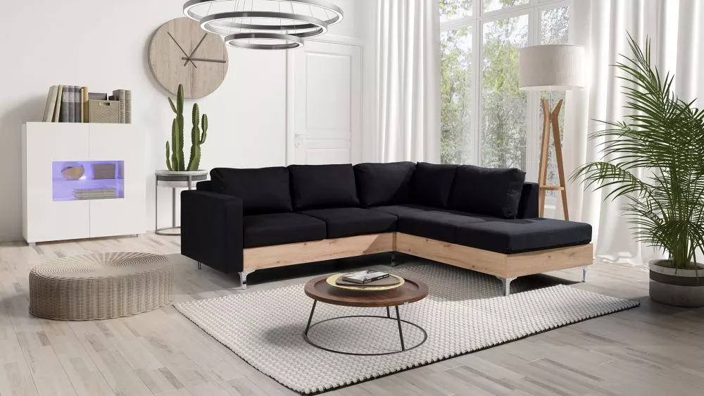 Dīvāns Orlando Artisan Standard · Melns · 212 × 235 × 85 cm