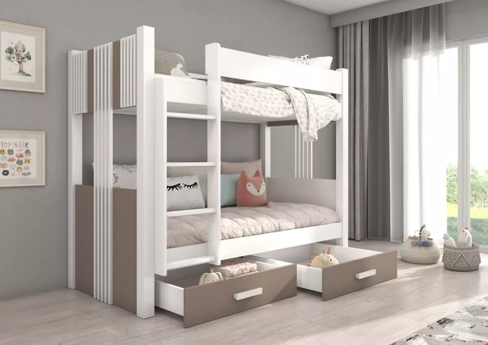 Gulta Arta ar stelāžam Guļamvietas platums: 90 cm, Korpusa krāsa: balts, Guļamvietas garums: 200 cm, stelāžas tips: koka