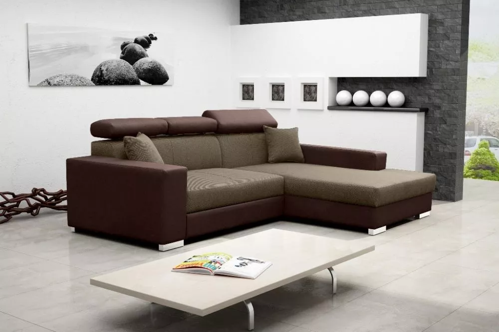 Dīvāns Mexico De Lux Standard · Brūns + tumši brūns · 178 × 263 × 80 cm