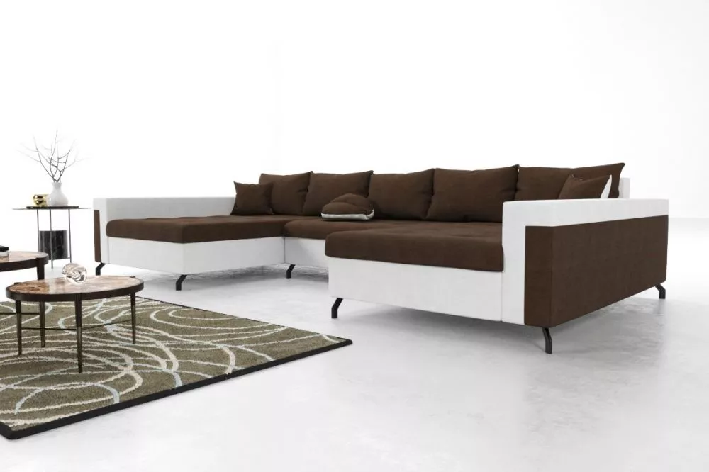 Dīvāns Braga Premium Standard · Brūns + balts · 142 × 350 × 76 cm