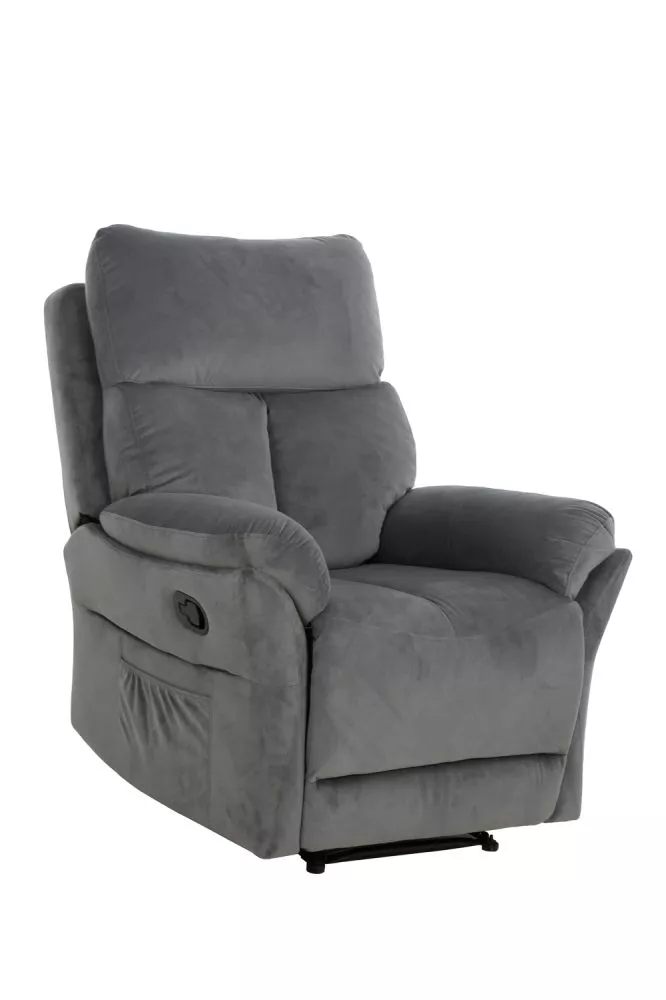 Mīksts krēsls Hades Velvet Sēdvietas dziļums: 57 cm, Maksimālais dziļums: 165 cm, · Pelēks · 88 × 94 × 103 cm