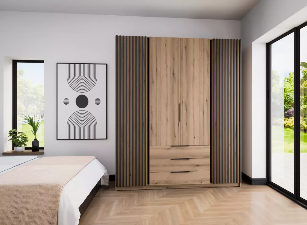 Skapis Kaja 2LAM2F3S · Ozols evoke · 200 × 62 × 239 cm