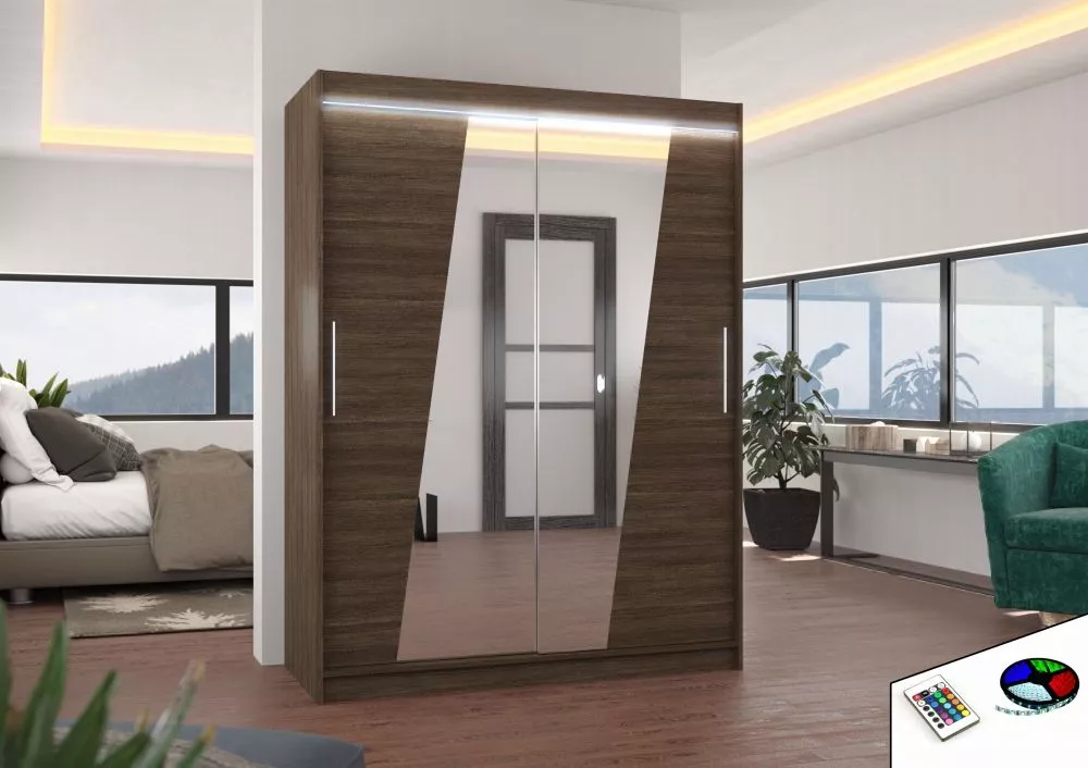 Skapis Bolton ar LED · Šokolādes · 150 × 58 × 200 cm
