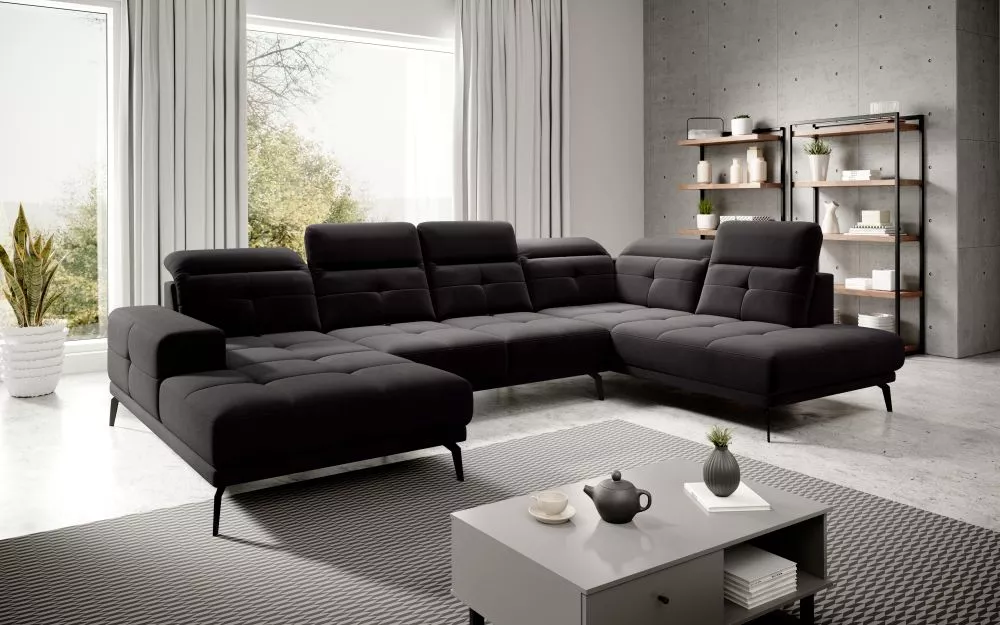 Dīvāns Bretan Premium standard · Melns · 201 × 350 × 57 cm