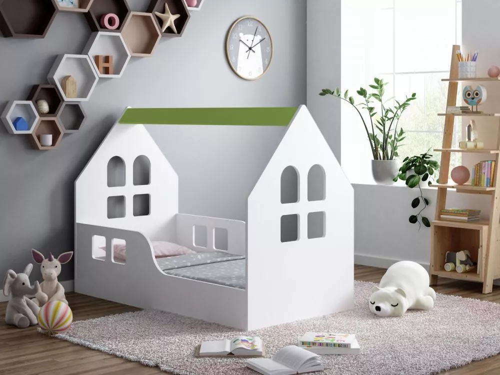 Bērnu gulta House 6 ar stelāžu Guļamvietas platums: 80 cm, Guļamvietas garums: 160 cm, · 80 × 164 × 106 cm