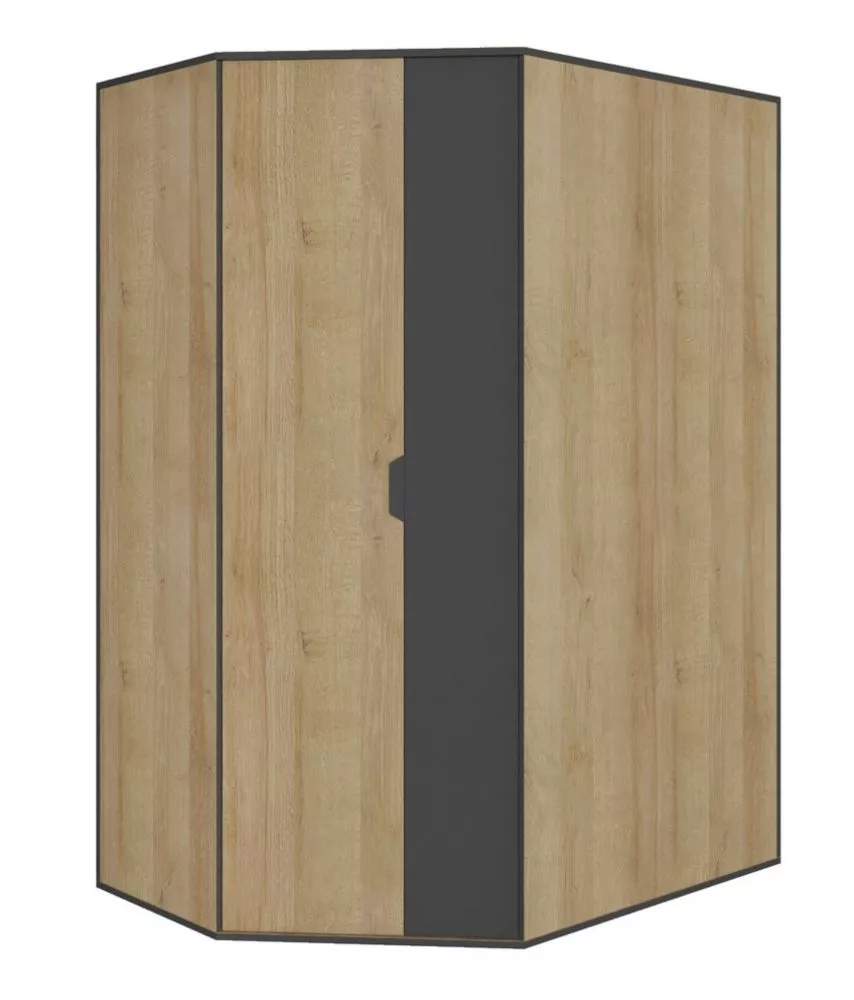 Skapis Nano 1 ar LED · Grafīts + ozols riviera · 145 × 95 × 195 cm