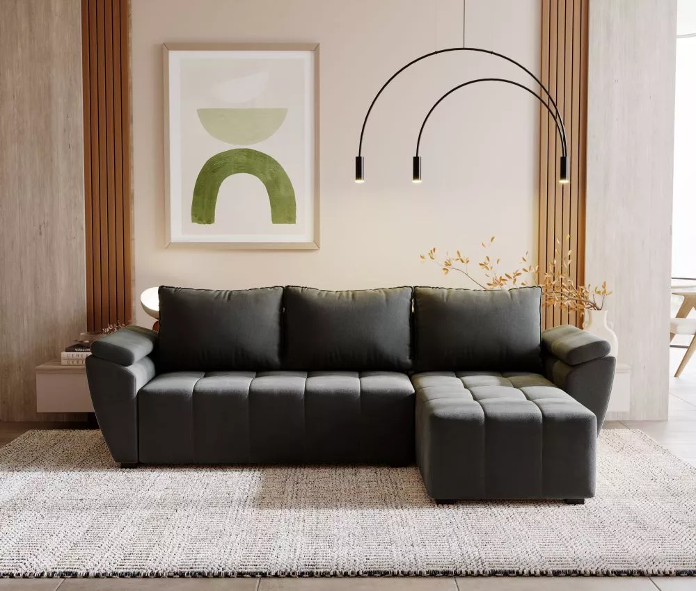 Dīvāns Zeus Corner Standard · Tumši pelēks · 140 × 251 × 88 cm