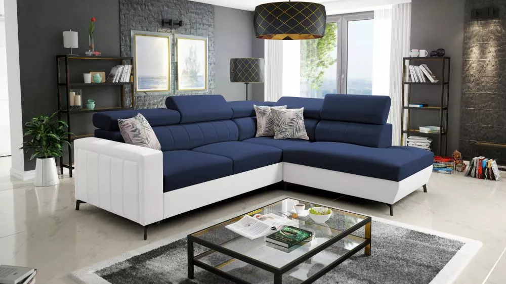 Dīvāns Baltico 3 Maxi Standard · Zils + balts · 224 × 275 × 83 cm