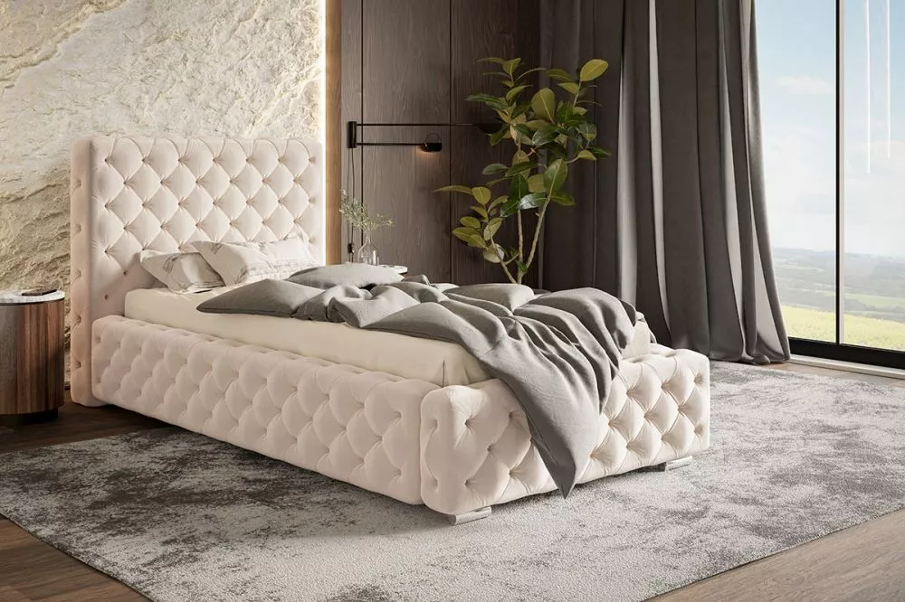 Gulta Bed 15 standard ar stelāžu Guļamvietas platums: 90 cm, Guļamvietas garums: 200 cm, stelāžas tips: koka, · Krēma · 