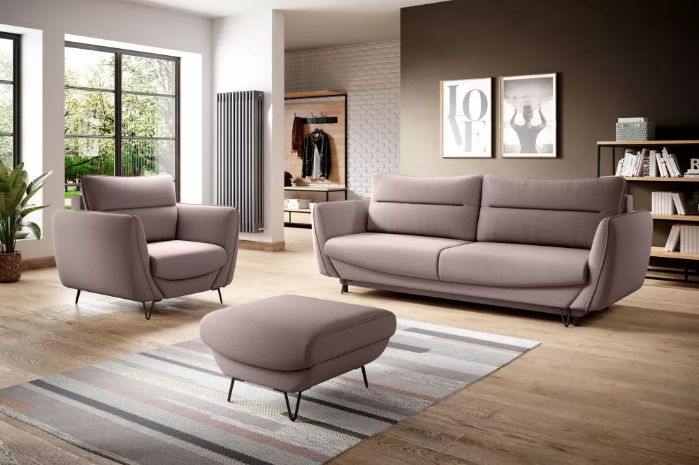Komplekts Silva 3S+1S+P Premium Standard · Gaiši rozā · 95 × 236 × 90 cm