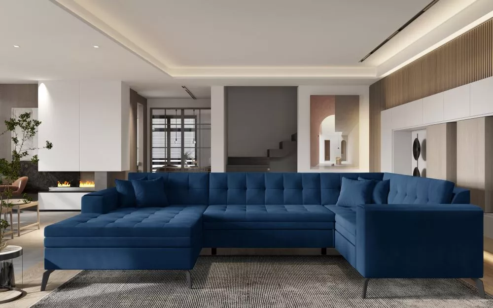 Dīvāns Montez Premium standard · Zils · 180 × 340 × 93 cm