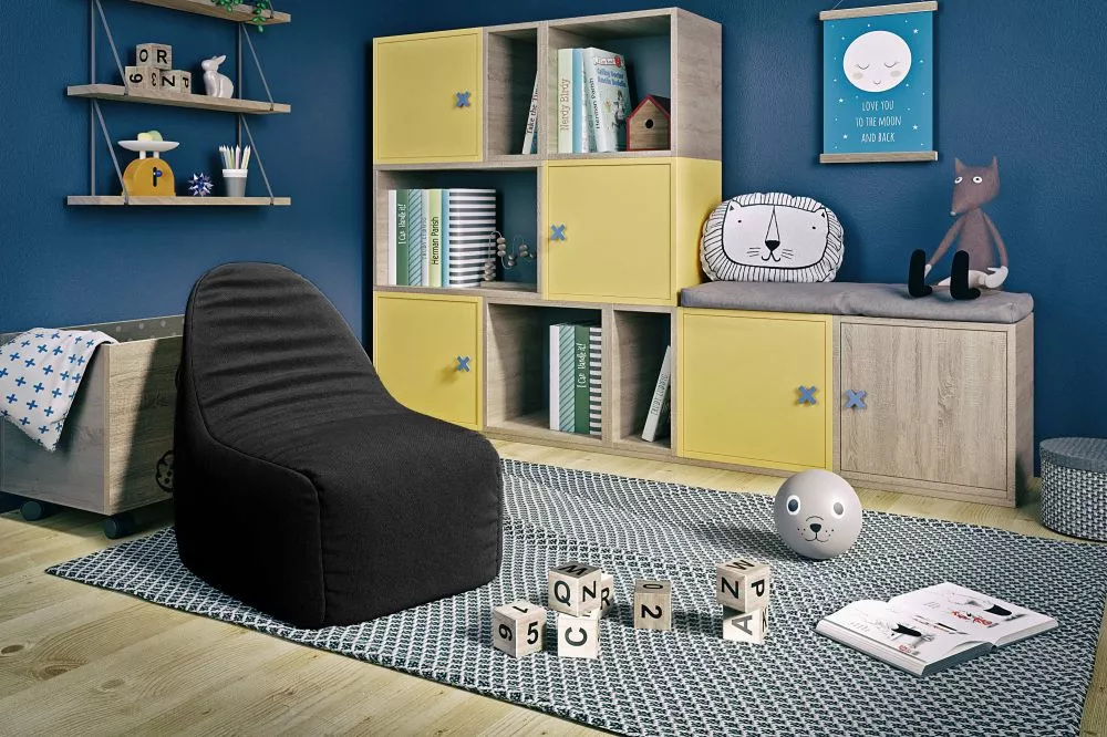 Pufs Dario P Standard Auduma numurs: Poco 10, · Melns · 90 × 80 × 60 cm