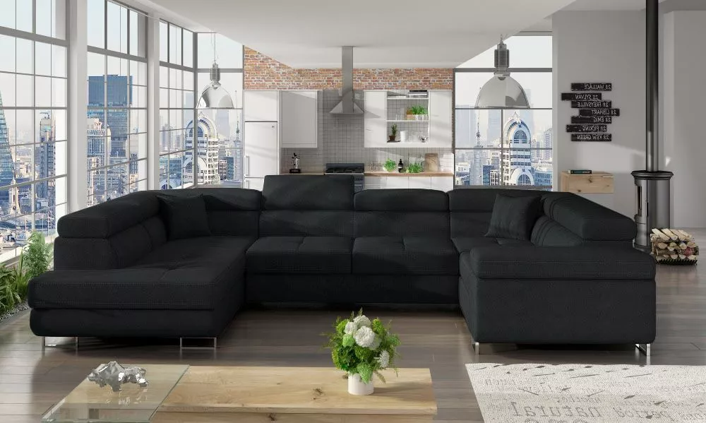 Dīvāns Letto Lux standard · Grafīts · 202 × 340 × 90 cm