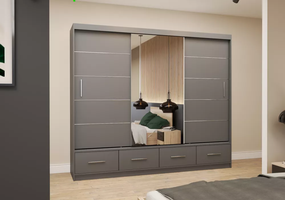 Skapis Florence · Pelēks · 250 × 61 × 218 cm