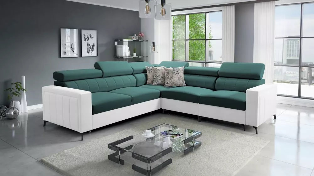 Dīvāns Baltico 4 Standard · Tirkīzs + balts · 275 × 275 × 83 cm