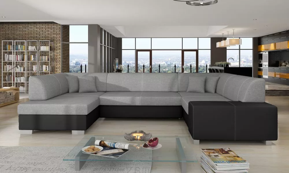 Dīvāns Havana standard · Pelēks + melns · 207 × 320 × 73 cm