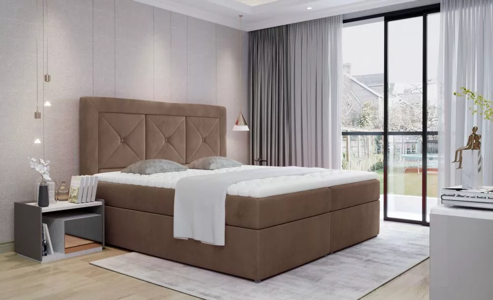 Gulta Idris Boxspring Premium standard Guļamvietas platums: 160 cm, Guļamvietas garums: 200 cm, · Brūns · 160 × 215 × 11