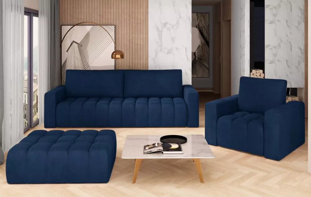 Komplekts Lazaro 3S+1S+P Premium standard · Zils · 97 × 245 × 86 cm