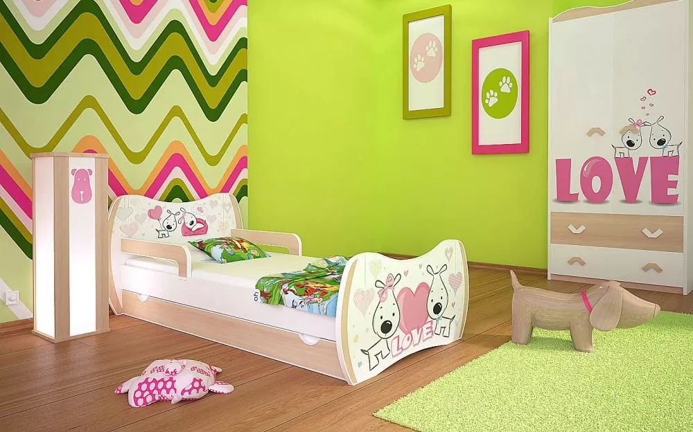 Bērnu gulta Dream L02 140x70 DM01 ar stelāžu Guļamvietas platums: 70 cm, Guļamvietas garums: 140 cm, · 94 × 144 × 71 cm