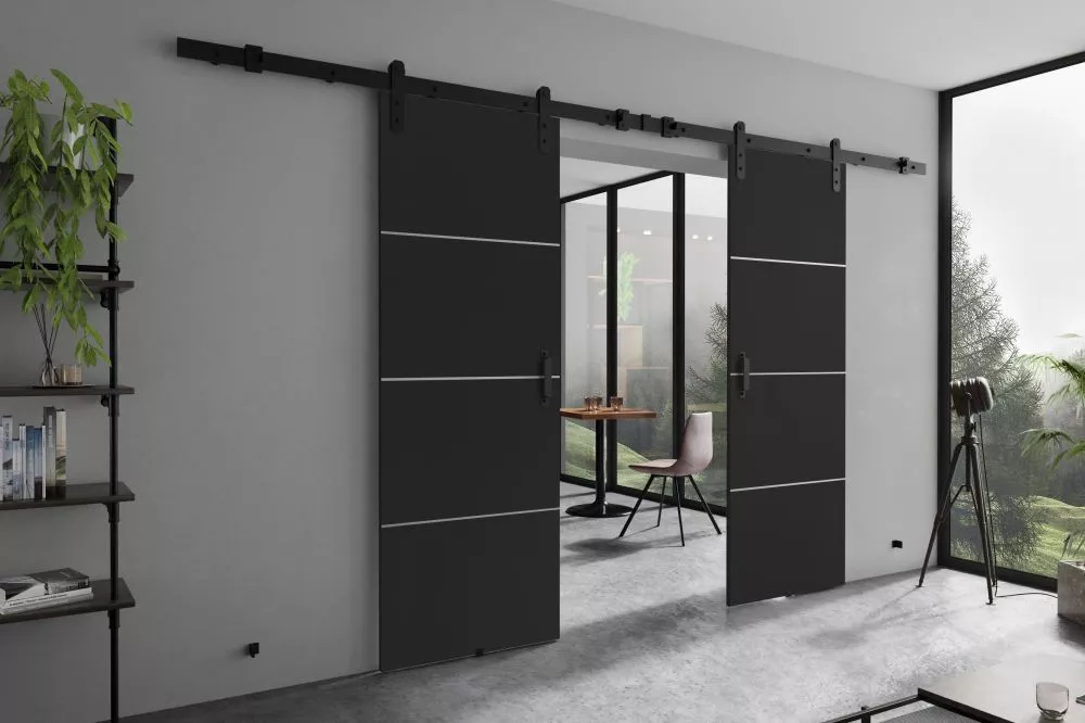 Bīdāmās durvis Retro Plus Duo · Grafīts · 132 × 205 cm