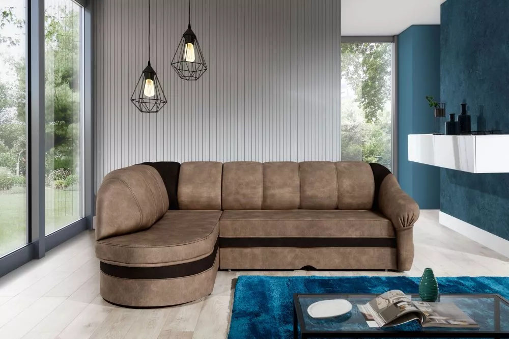Dīvāns Benano standard · Gaiši brūns + tumši brūns · 180 × 250 × 85 cm