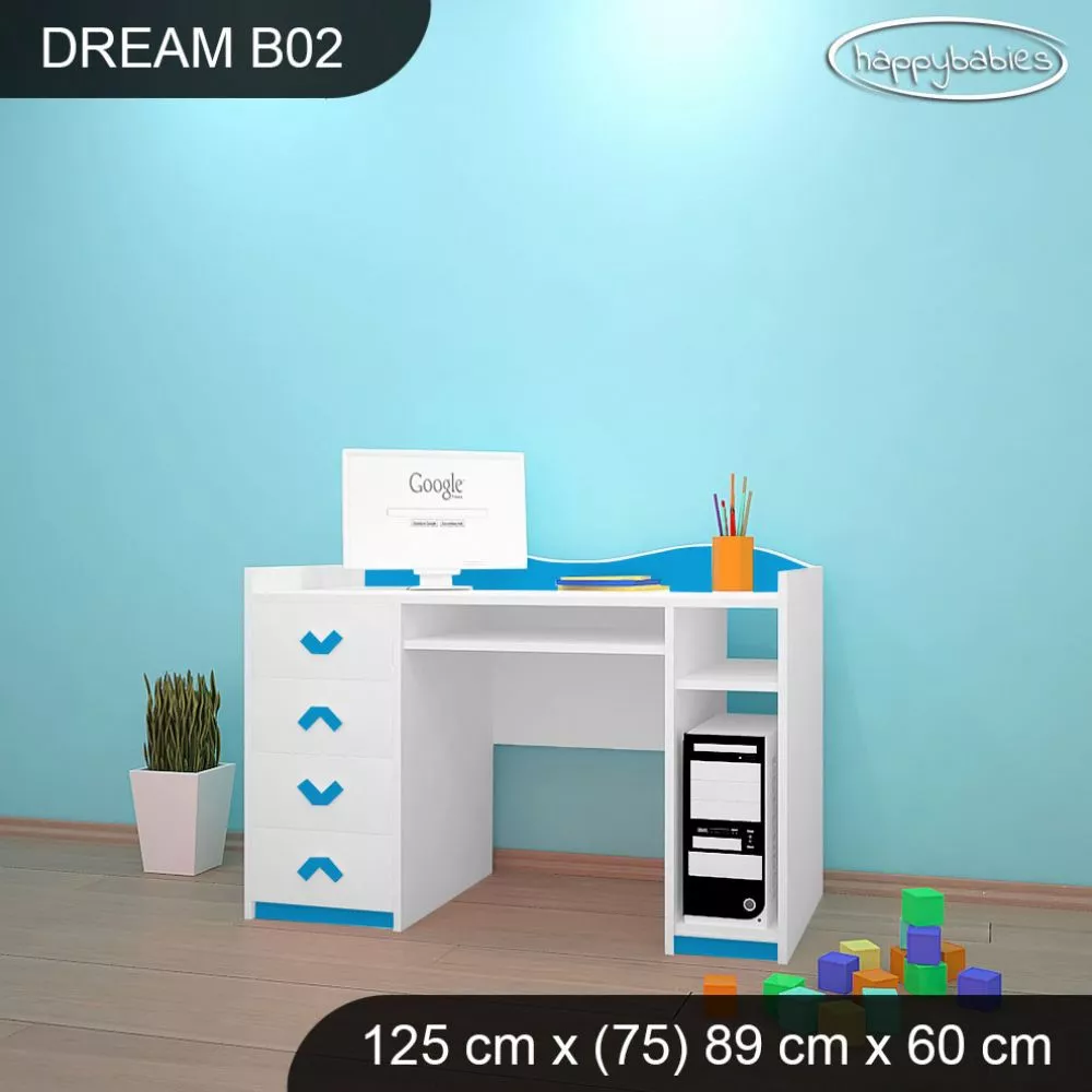 Bērnu rakstāmgalds Dream B02 Maksimālais augstums: 89 cm, · 125 × 75 × 60 cm