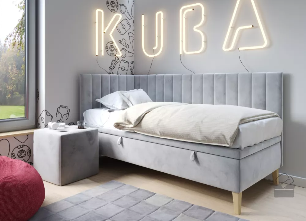 Gulta Intaro 9 Standard ar stelāžu Guļamvietas platums: 90 cm, Guļamvietas garums: 200 cm, · Gaiši pelēks · 95 × 205 × 1