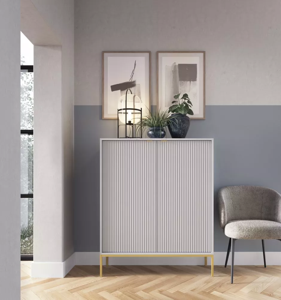 Kumode Nova Gold K-104 · Pelēks · 104 × 39 × 125 cm