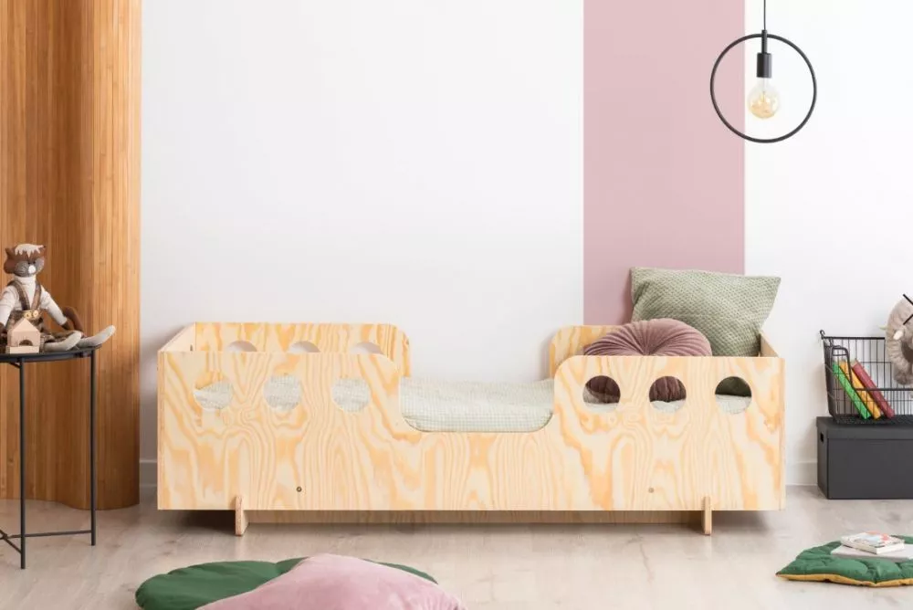 Bērnu gulta Kiki 15 ar stelāžu Guļamvietas platums: 80 cm, Guļamvietas garums: 200 cm, · Priede · 83 × 203 × 80 cm