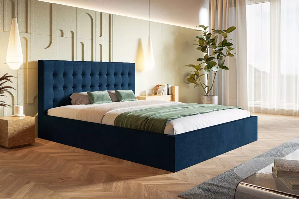 Gulta Slim 2 standard ar stelāžu Guļamvietas platums: 140 cm, Guļamvietas garums: 200 cm, stelāžas tips: koka, · Zila · 