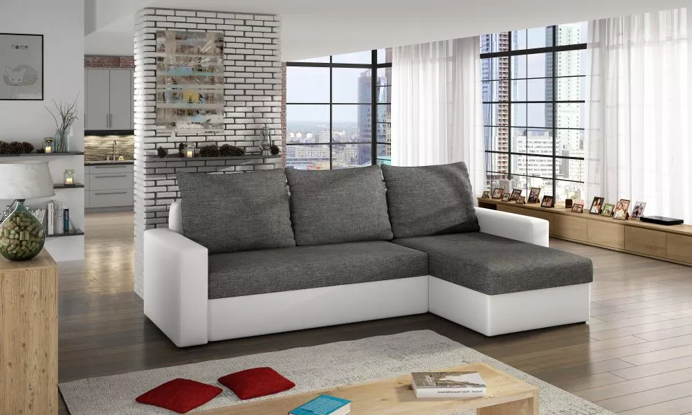 Dīvāns Livio Lux standard · Pelēks + balts · 150 × 237 × 90 cm