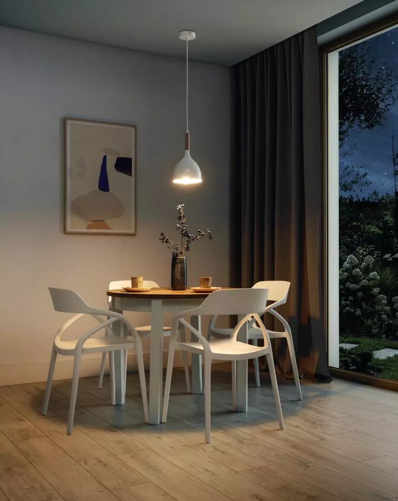 Lampa Woldres 1 veids: piekaramā, · Balts · 17 × 17 × 110 cm