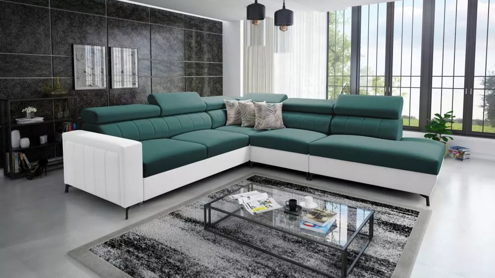 Dīvāns Baltico 8 Standard · Tirkīzs + balts · 275 × 302 × 83 cm
