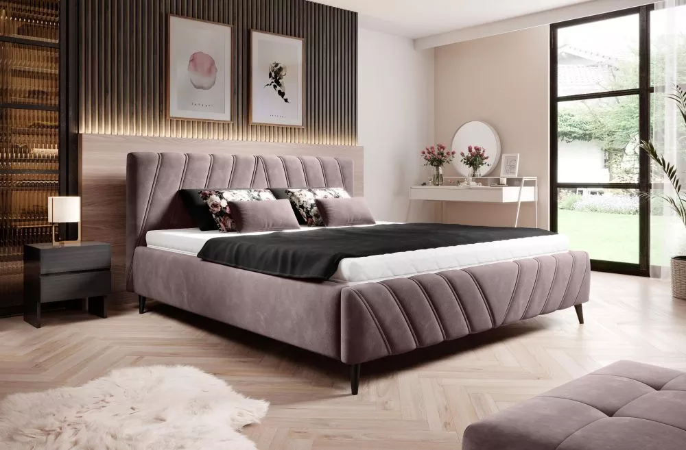 Gulta Calypso Standard ar stelāžu Guļamvietas platums: 140 cm, Guļamvietas garums: 200 cm, stelāžas tips: koka, · Rozā ·