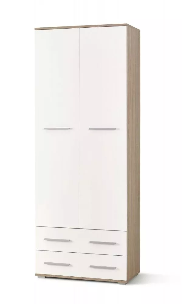 Grāmatu skapis Lima REG-2 Korpusa krāsa: sonoma, Elementu krāsa: balts, · 77 × 40 × 200 cm