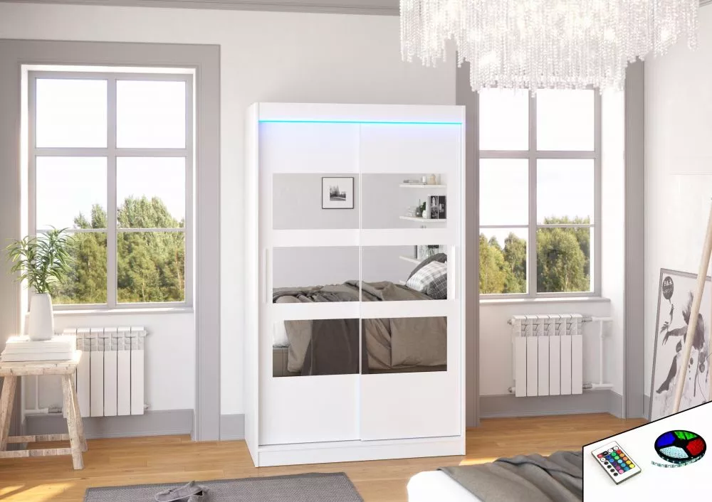 Skapis Kolorado ar LED · Balts · 120 × 58 × 200 cm