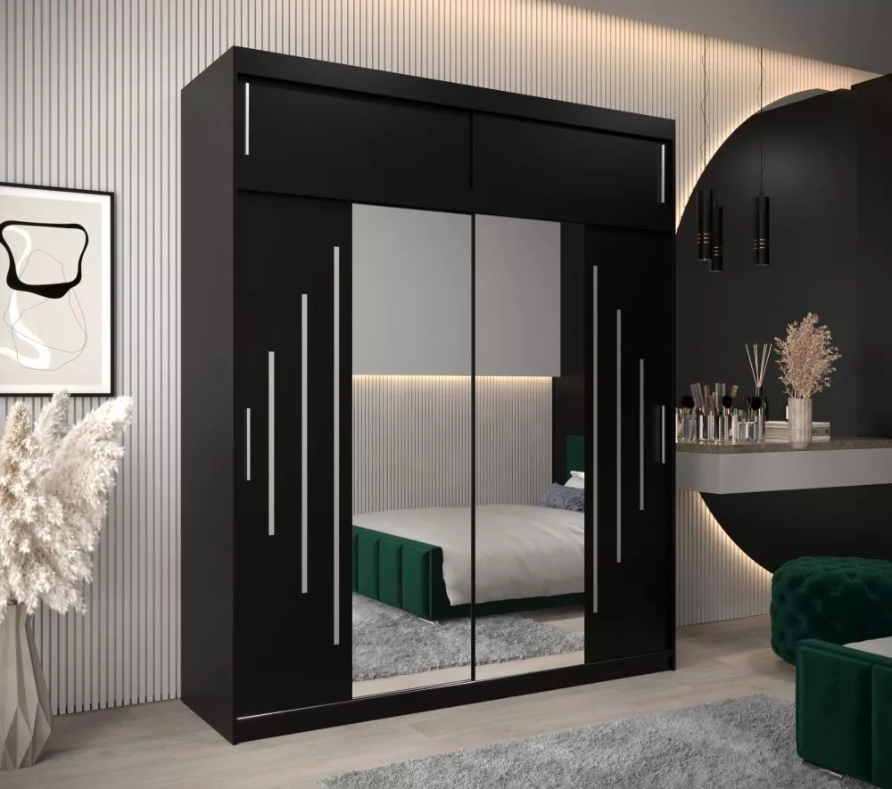 Skapis York 1 Premium · Melns · 200 × 62 × 240 cm
