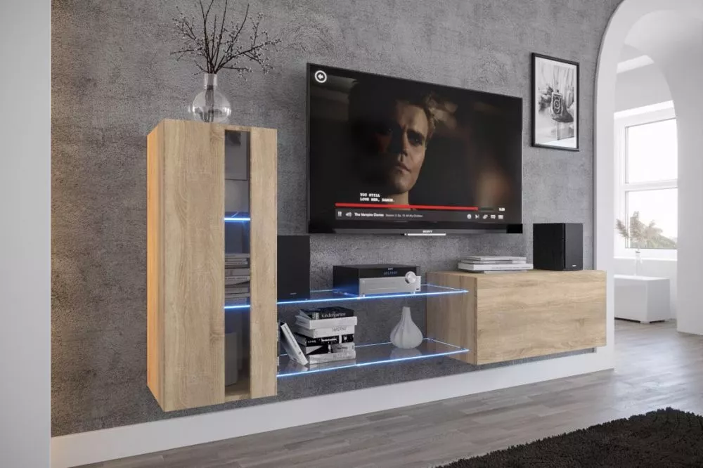 Sekcija Concept 45N ar LED · Ozols sonoma · 208,3 × 35 × 91 cm