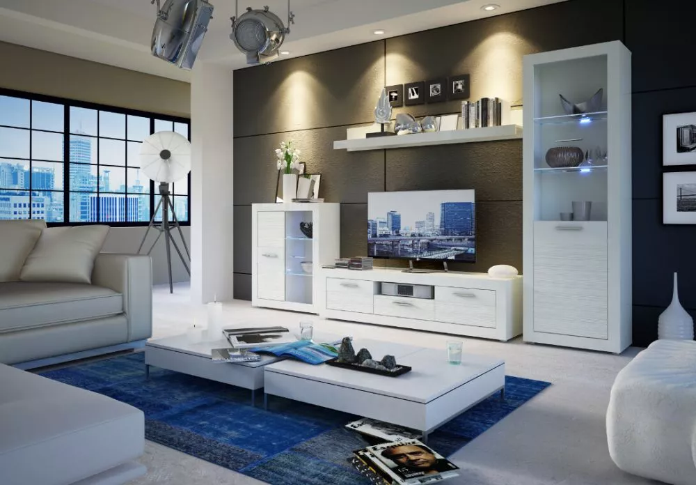 Sekcija Matrix ar LED · Balts · 42 × 192 cm