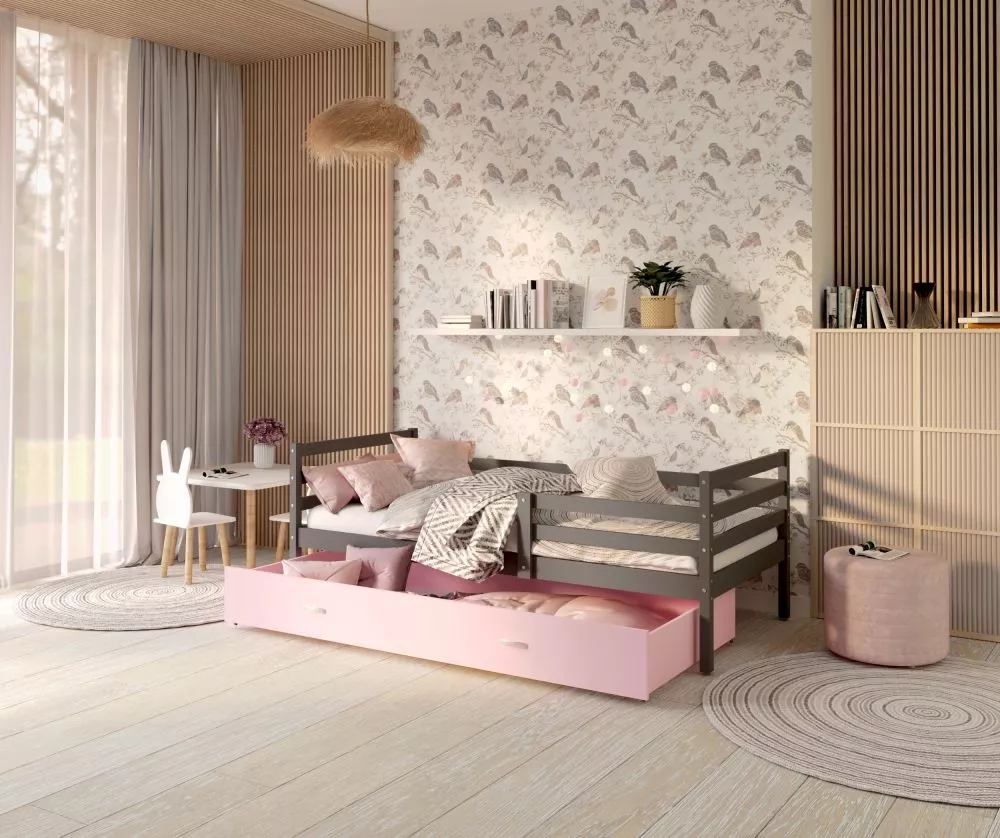 Bērnu gulta Jacek P MDF 80x190 ar stelāžu Guļamvietas platums: 80 cm, Guļamvietas garums: 190 cm, · 86 × 198 × 74 cm