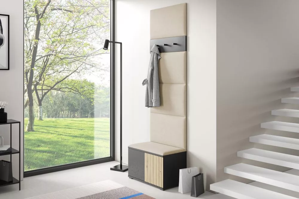 Apavu plaukts Ross 6 Trinity Korpusa krāsa: melns + ozols artisan, · 70 × 225 × 40 cm