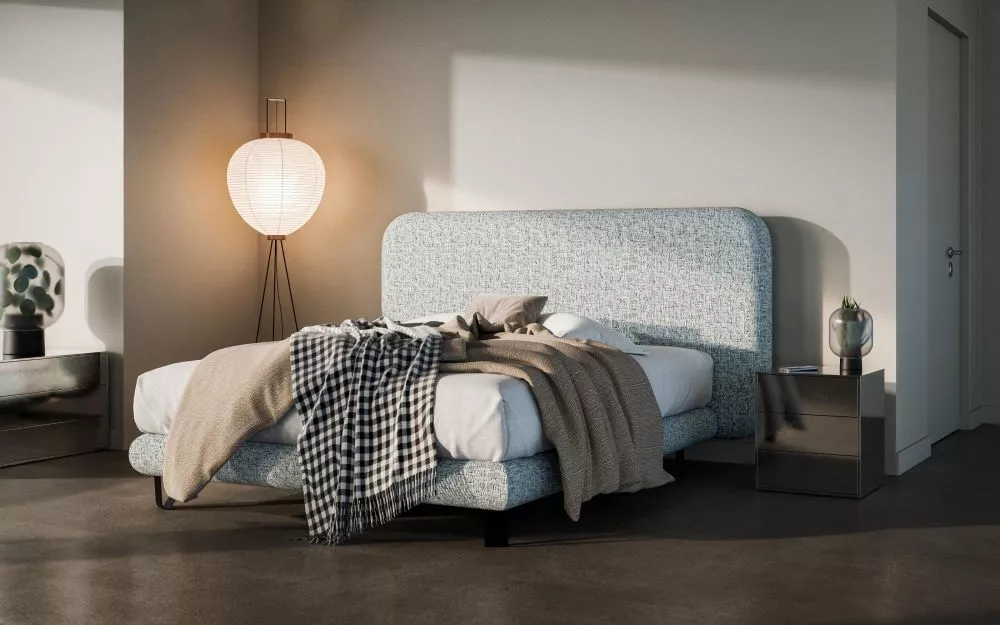 Gulta Reve Boxspring Standard Guļamvietas platums: 160 cm, Guļamvietas garums: 200 cm, · Gaiši pelēks · 195 × 225 × 120 
