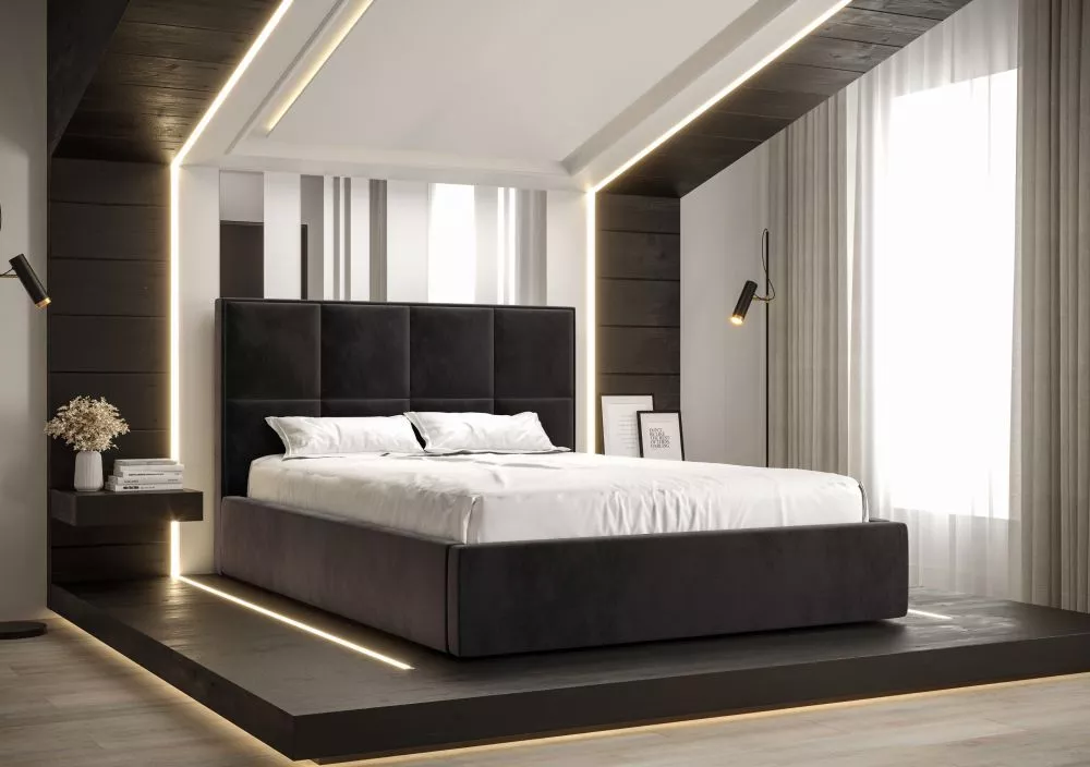 Gulta Gerd Standard ar stelāžu Guļamvietas platums: 180 cm, Guļamvietas garums: 200 cm, stelāžas tips: koka, · Antracīts