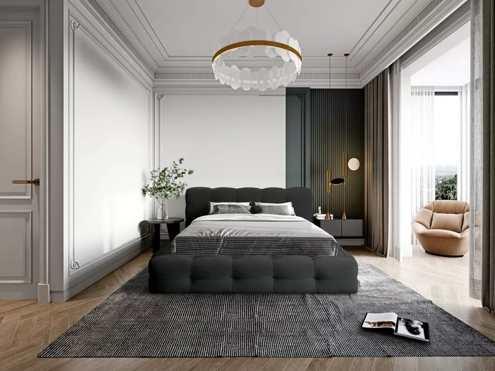 Gulta Grace Standard ar stelāžu Guļamvietas platums: 160 cm, Guļamvietas garums: 200 cm, stelāžas tips: koka, · Melns · 