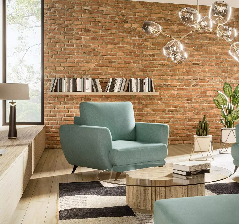 Mīksts krēsls Megis 1S standard Sēdvietas dziļums: 60 cm, · Piparmētru · 102 × 94 × 87 cm