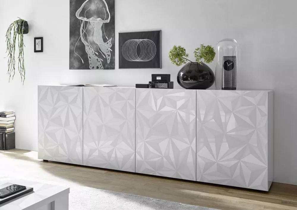 Kumode Prisma 09 · Balts · 241 × 42 × 84 cm