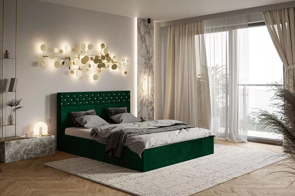 Gulta Gold 4 standard ar stelāžu Guļamvietas platums: 160 cm, Guļamvietas garums: 200 cm, stelāžas tips: koka, · Zaļš · 