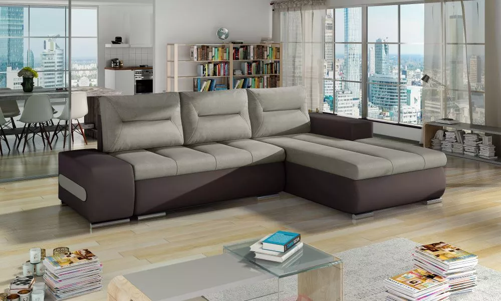 Dīvāns Ottavio Lux standard · Pelēks + brūns · 180 × 275 × 85 cm