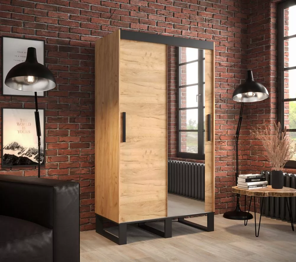 Skapis Loft T2 · Ozols craft zelts · 120 × 62 × 212 cm